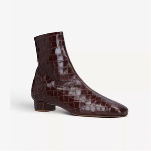 BY FAR Este croc-embossed leather heeled ankle boots IT39 NIB